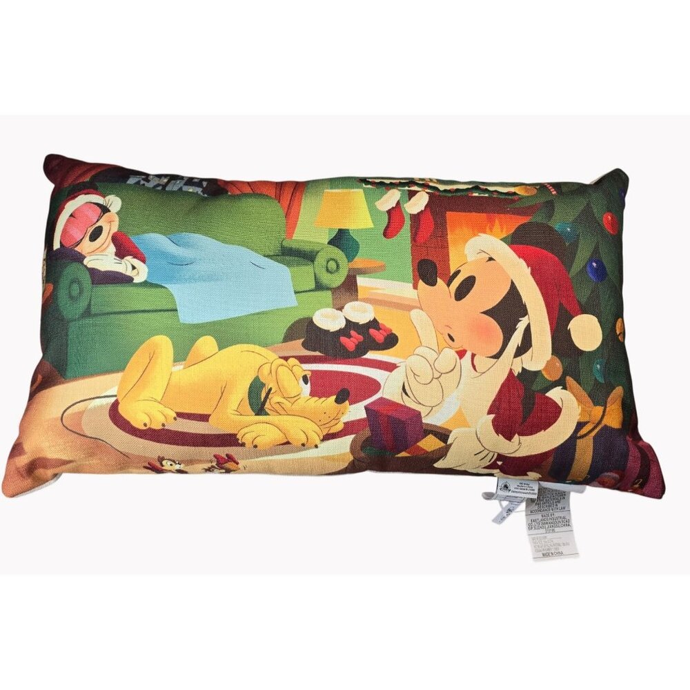 Disney Holiday Pillow Mickey & Friends Christmas Scene 15"x27" Polyester Festive